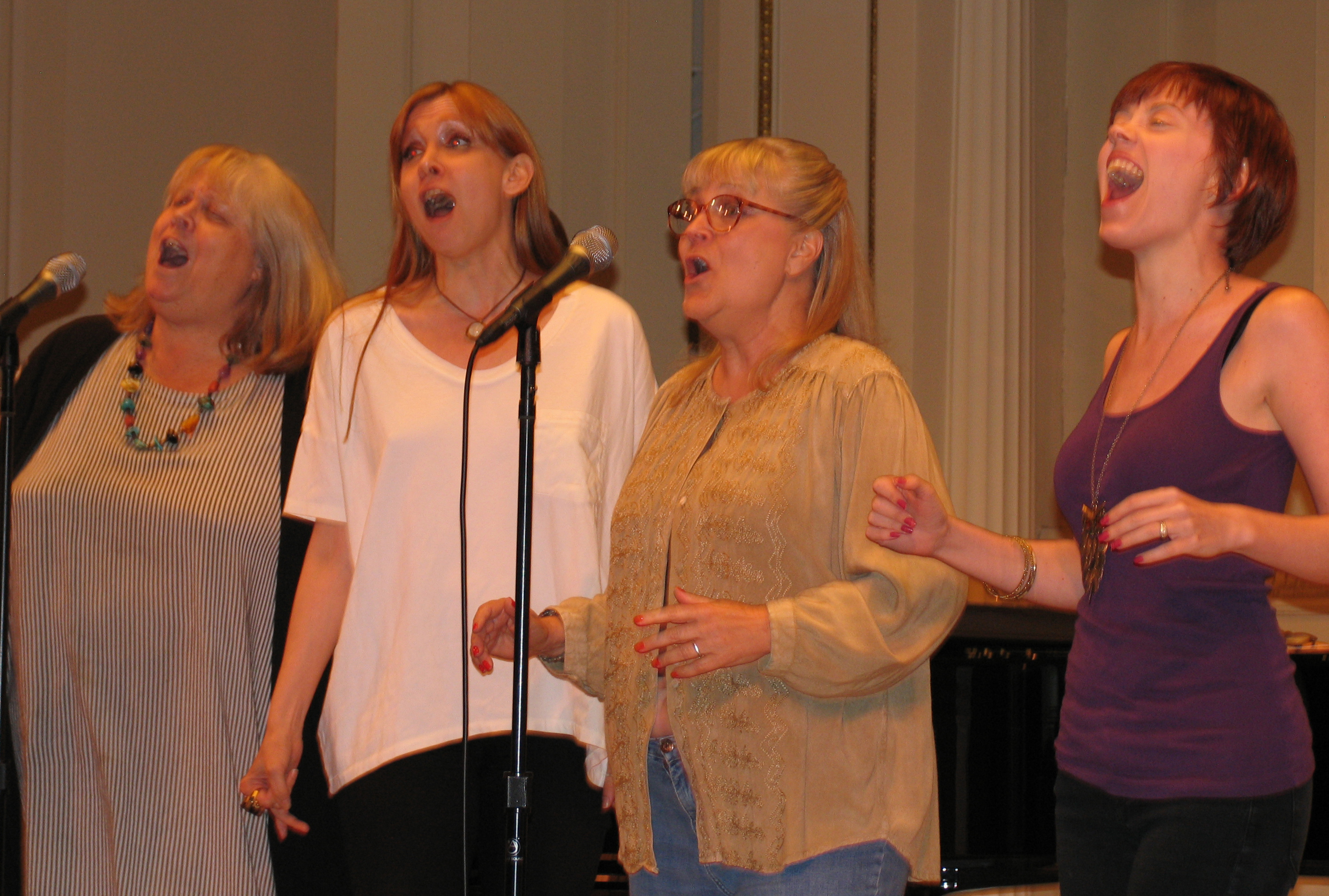 Heather Mac Rae, Lauren Fox, Debbi Whiting and Carole J. Bufford rehearsing 4 GIRLS 4